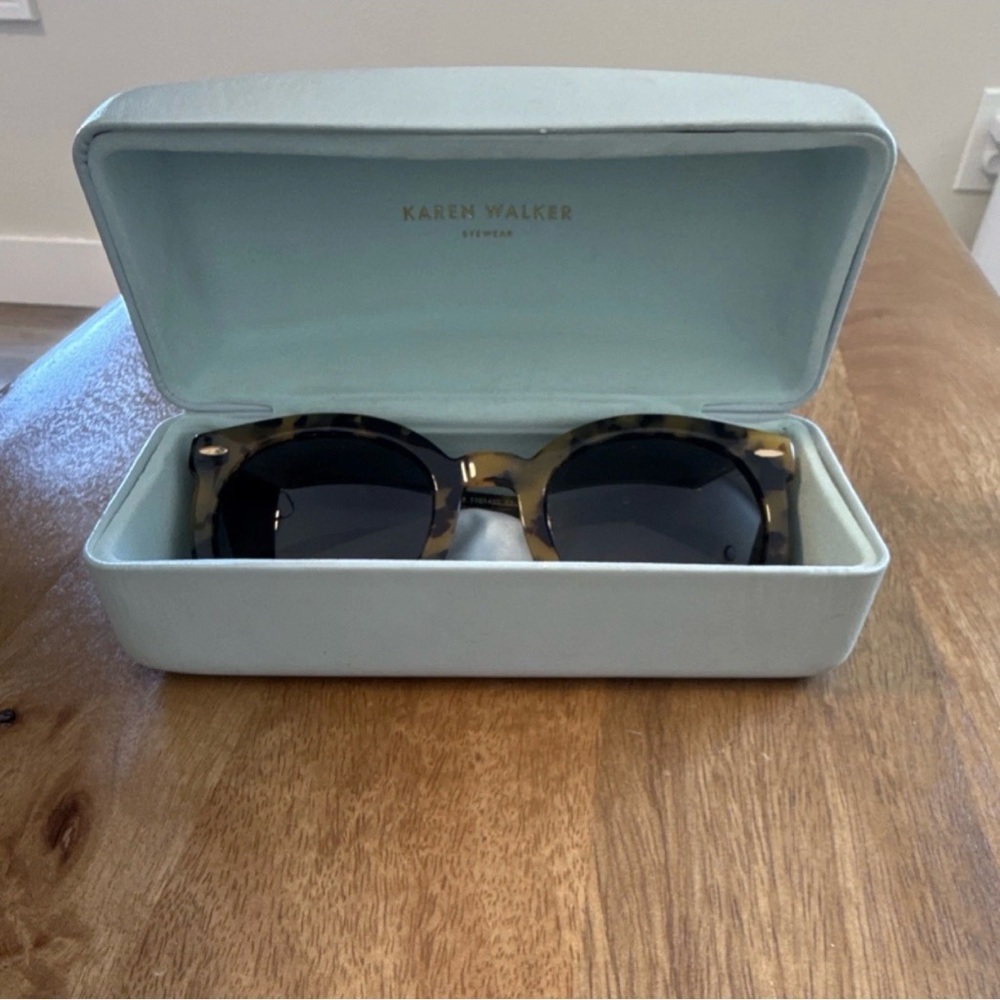 Karen Walker Tortoiseshell Frame Sunglasses with Black Lenses